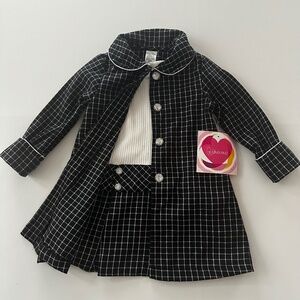 Youngland 2T 3T 4T Toddler Girl Coat Dress Set Outfit Black White NWT